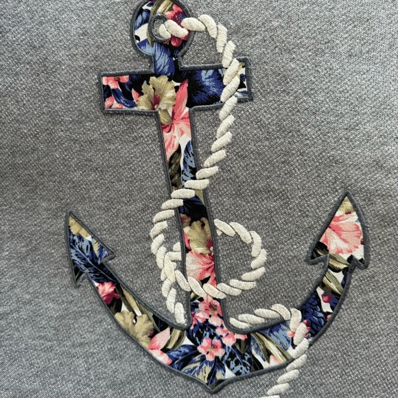 J Crew short sleeve sweatshirt with floral anchor EUC - Picture 4 of 8